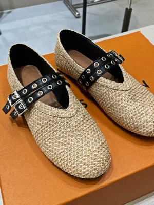 Woven Flat Ballet Shoes Comfy Mary Janes