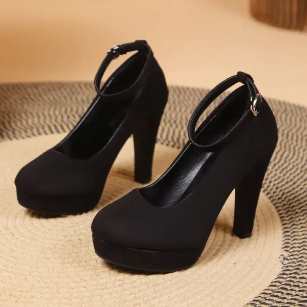 Suede Platform Ankle Strap Heels