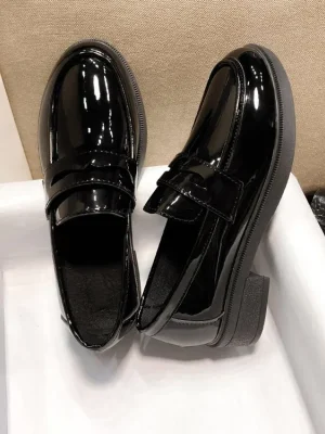 Patent Leather Square-Heel Loafers