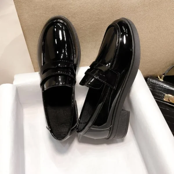 Patent Leather Square-Heel Loafers