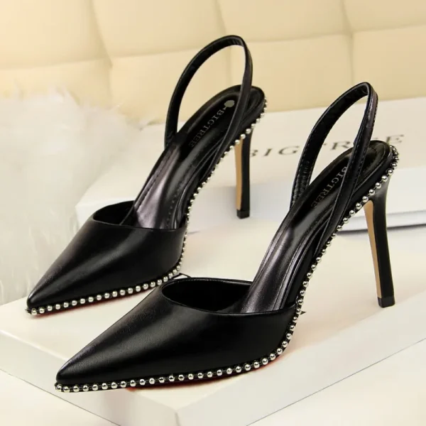 Metal Beads Suede Heels - Image 3