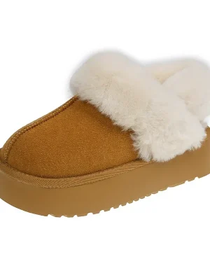 Fuzzy Thick Sole Half Slippers