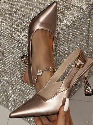 Champagne Slingback Heels