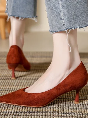 Suede Pointed Mid Heels