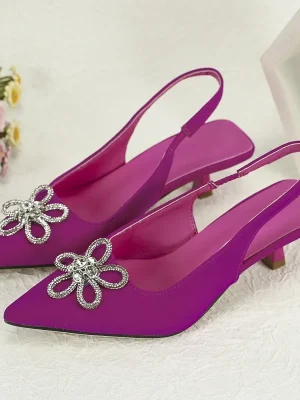 Rhinestone Flower Slingback Pumps