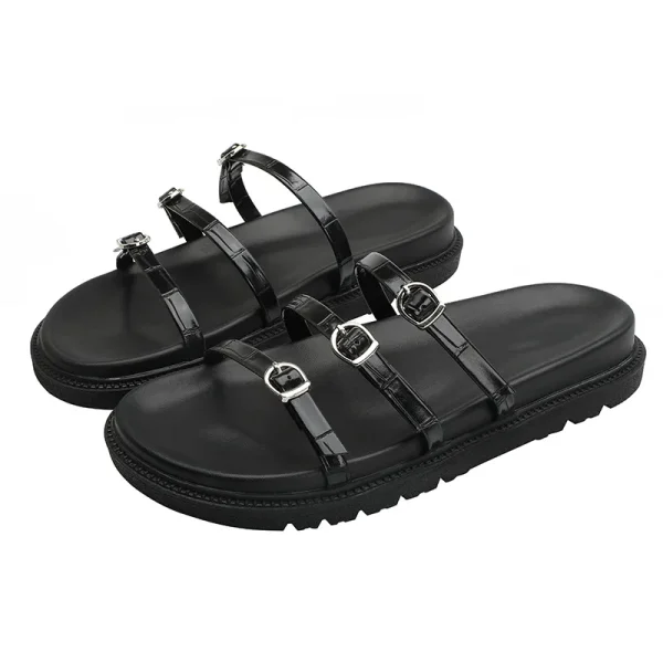 Metal Buckle Flat Sandals - Image 3