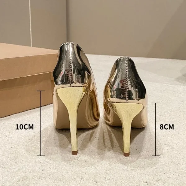 Silver Patent Pointed Stiletto Heels - Image 5