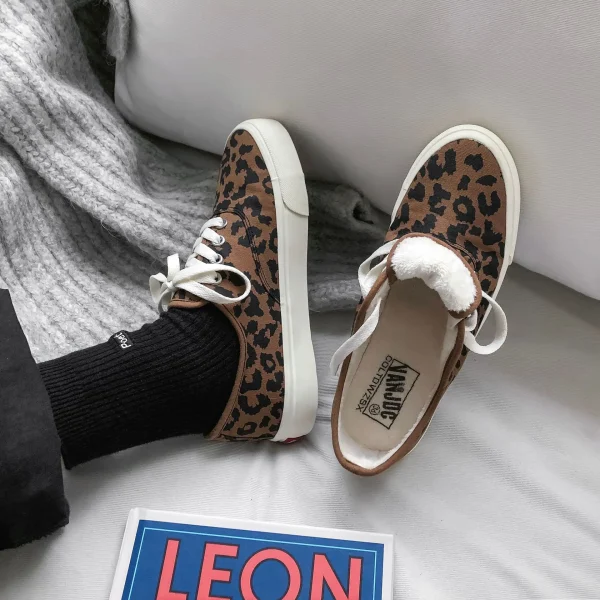 Leopard Canvas Lace-Up Sneakers - Image 3