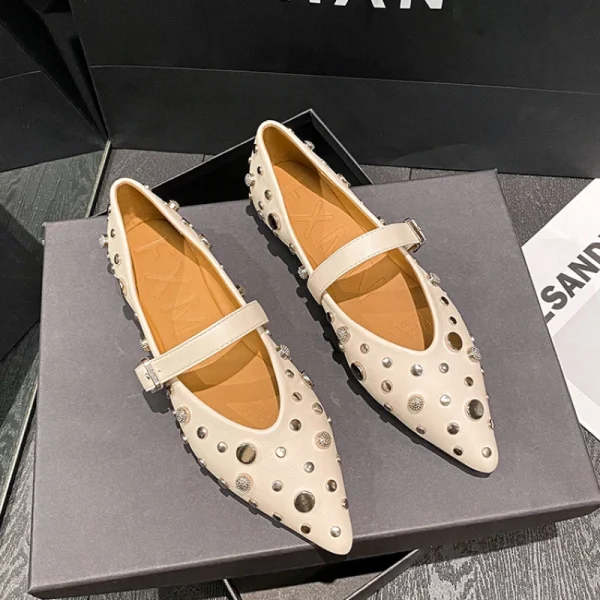 Luxury Mary Jane Shoes Retro Flat Rivet - Image 2