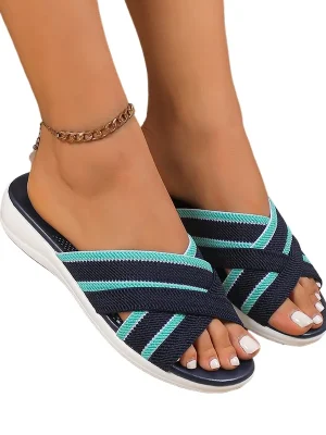 Plus Size Soft Sole Cross Strap Slippers