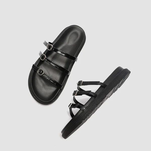 Metal Buckle Flat Sandals - Image 4