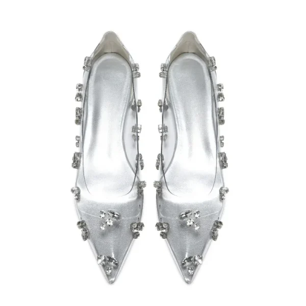 Silver Rhinestone Pointed Heels - Image 5