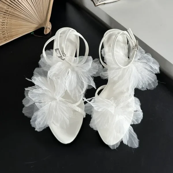 Lace Flower Stiletto Sandals - Image 4