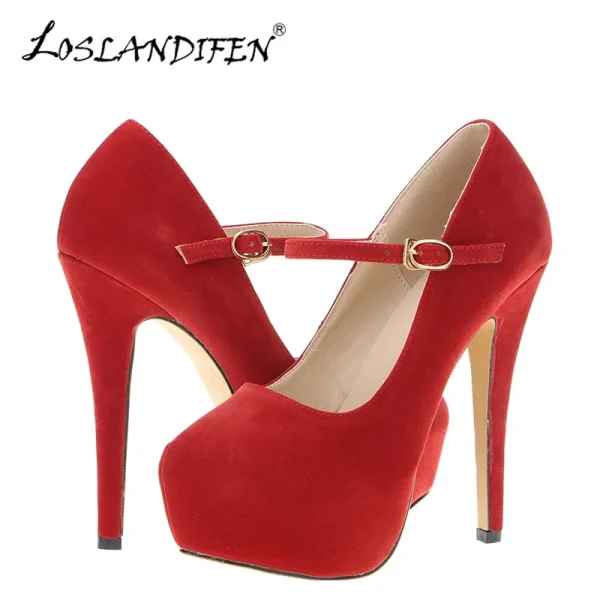 Platform Round-Toe Mary Jane Heels - Image 2