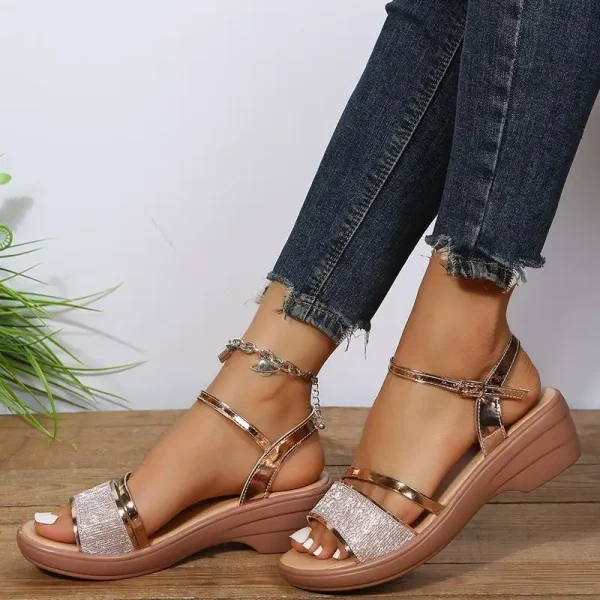 Plus Size Fish Mouth Wedge Sandals - Image 3