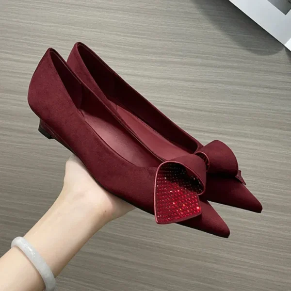 Suede Rhinestone Wedge Heels - Image 2