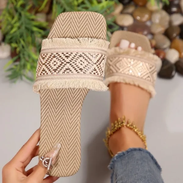 Straw Woven Espadrille Slippers - Image 6