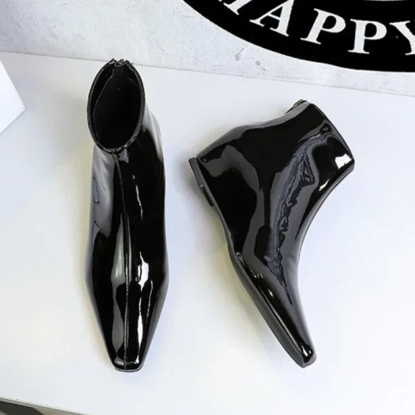 Patent Leather Pointed Ankle Boots - Image 4