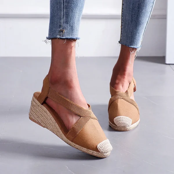 Straw Wedge Espadrille Sandals - Image 4