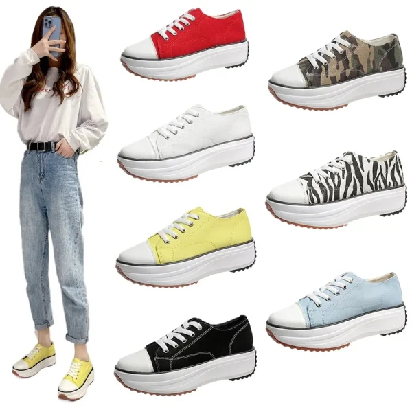 Plus Size Thick Soled Canvas Sneakers - Image 2