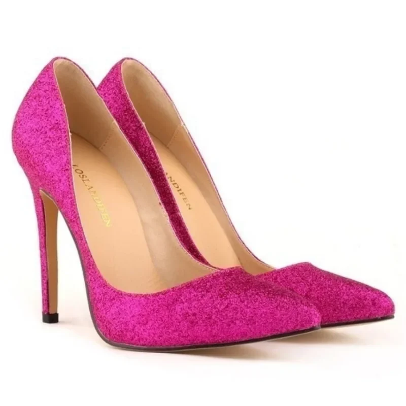 Gold Silver Sequin Stilettos 11cm Heels - Image 4
