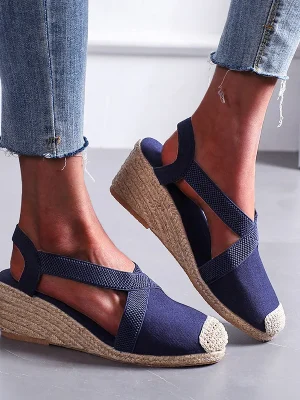 Straw Wedge Espadrille Sandals