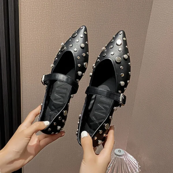 Luxury Mary Jane Shoes Retro Flat Rivet - Image 4