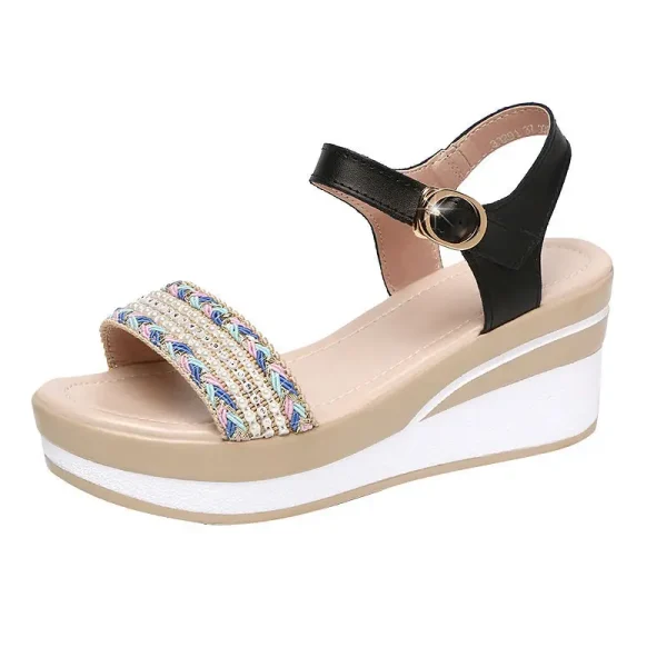 Rhinestone Platform Wedge Sandals