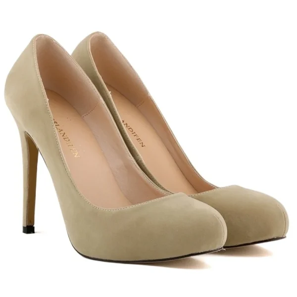 Velvet Platform High-Heel Round-Toe Pumps - Image 2