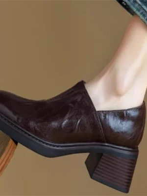 Soft Leather Wedge Mules Comfort Office