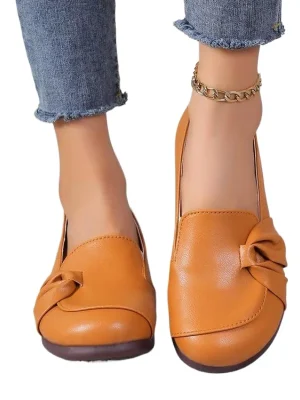 Plus Size Round Toe Flat Bean Shoes