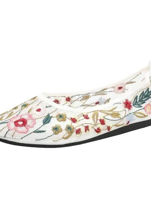 Embroidered Mesh Ballet Flats