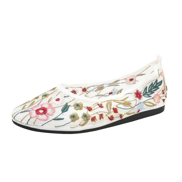 Embroidered Mesh Ballet Flats