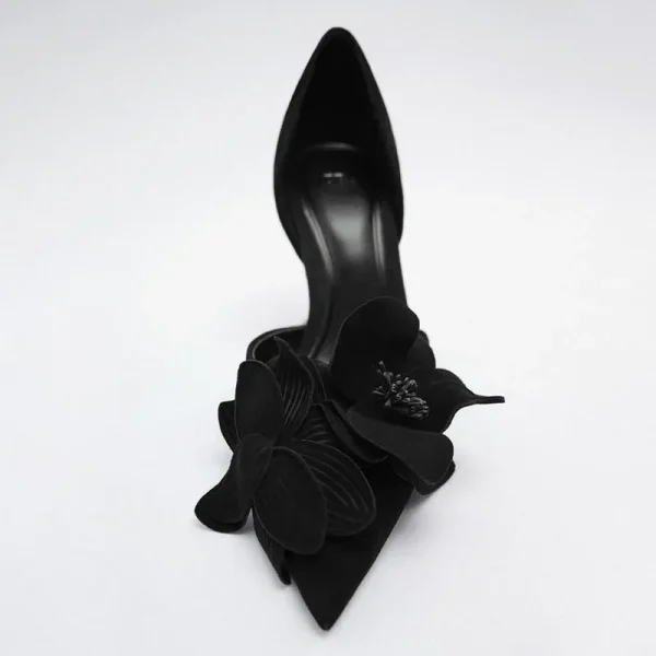 Flower Pointed Heels Elegant Rose Pumps - Image 6