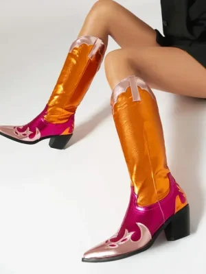 2025 Pointed Toe PU Leather Cowgirl Boots