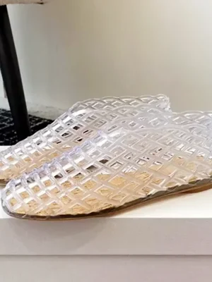 Mesh Weave Jelly Shoes Transparent Flats