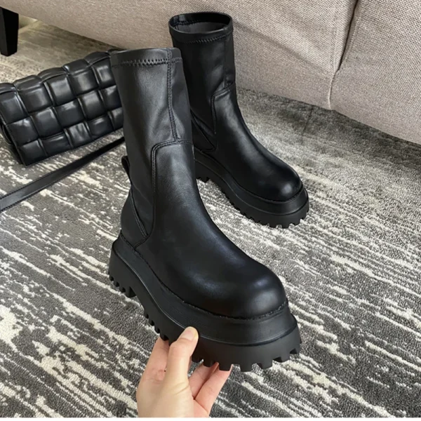 Chunky Platform Knee High Boots Zipper