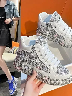 2025 Sparkling Diamond High-Top Sneakers