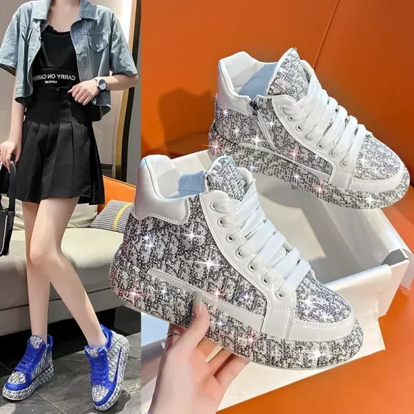 2025 Sparkling Diamond High-Top Sneakers