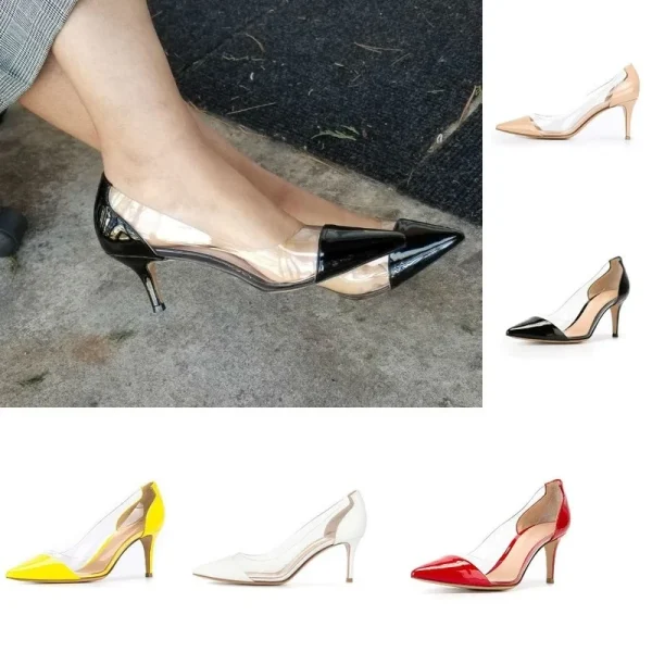 Transparent Pointed Toe Low Heels - Image 6