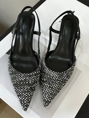 Weave Slingback Pointed Heels