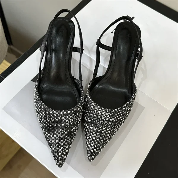 Weave Slingback Pointed Heels