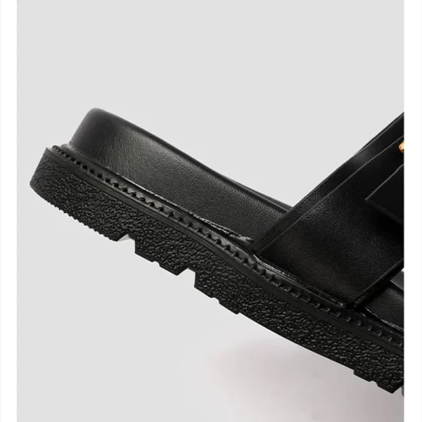 Leather Buckle Platform Slides - Image 6