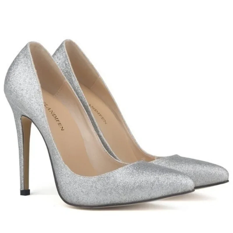 Gold Silver Sequin Stilettos 11cm Heels - Image 5