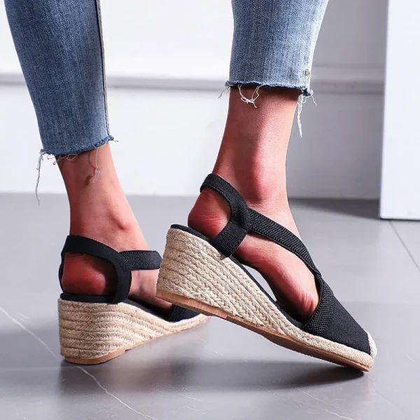 Straw Wedge Espadrille Sandals - Image 5