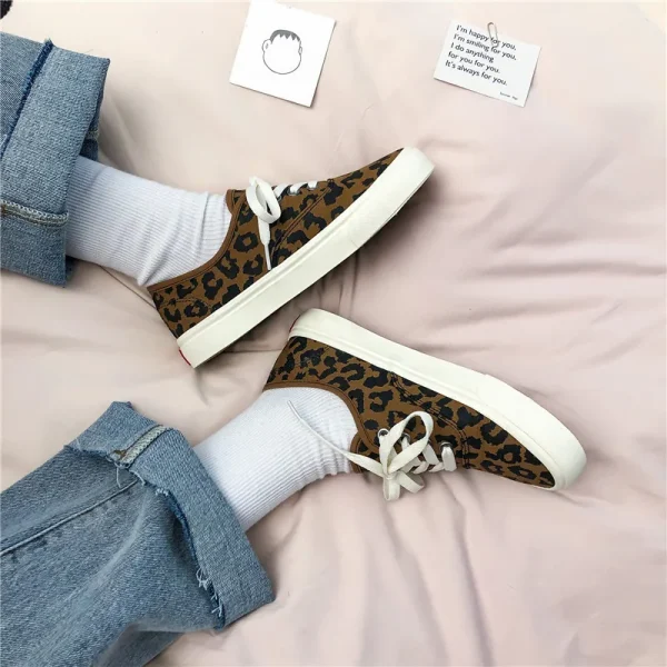 Leopard Canvas Lace-Up Sneakers - Image 2