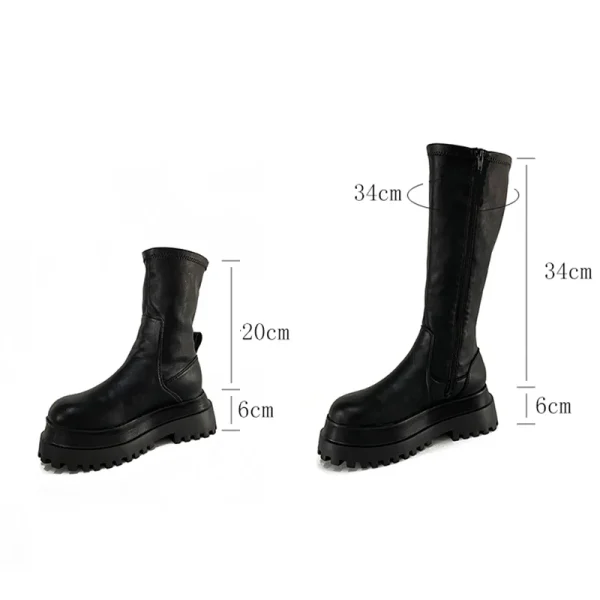 Chunky Platform Knee High Boots Zipper - Image 8