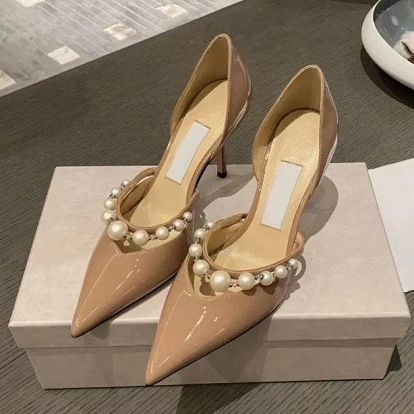 Pearl Rhinestone Pumps Elegant Pointed Heels - Image 4