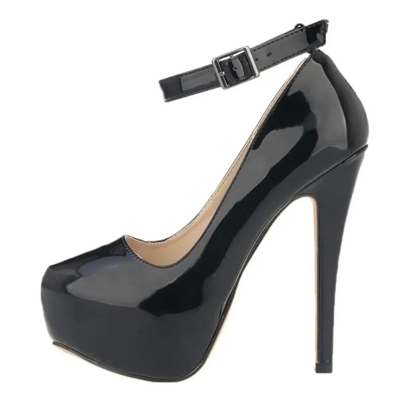 14cm Patent Leather Ankle Strap Pumps - Image 2