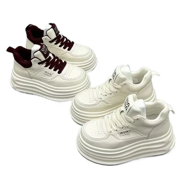 6cm Height Increase Leather Platform Sneakers